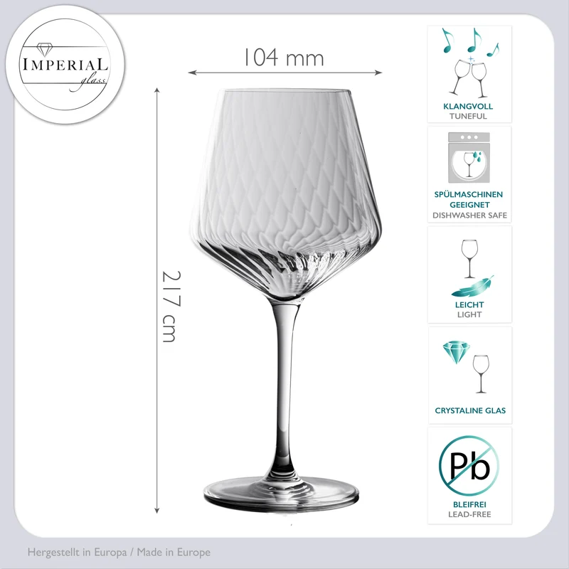 IMPERIAL glass geriffelte Chardonnaygläser Set 2 Stück 570ml aus Crystalline Glas "London"