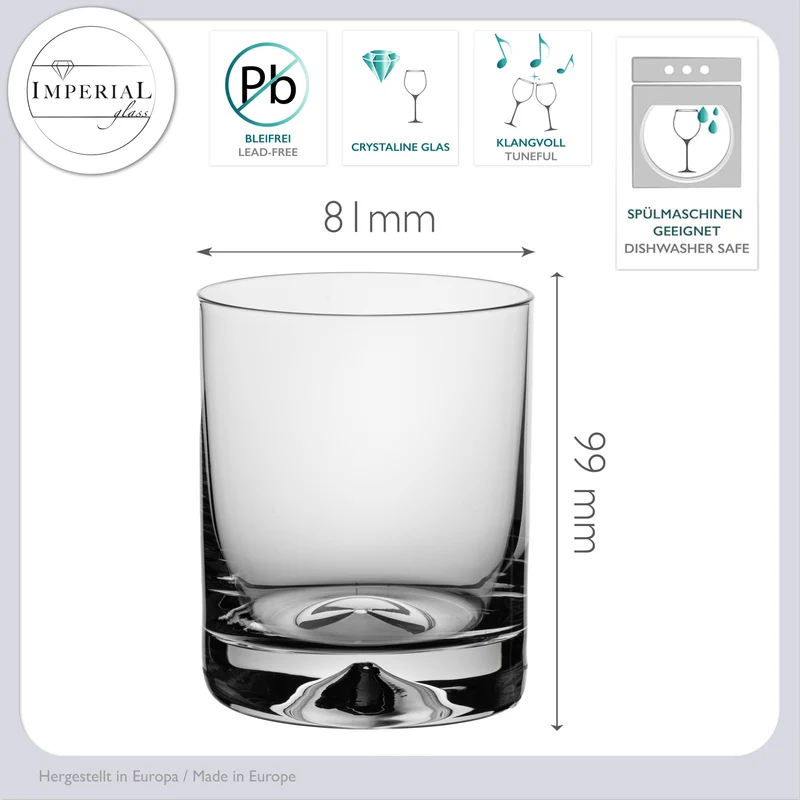 IMPERIAL glass Trinkgläser 2er Set 360ml aus bleifreiem Crystalline Glas spülmaschinenfest