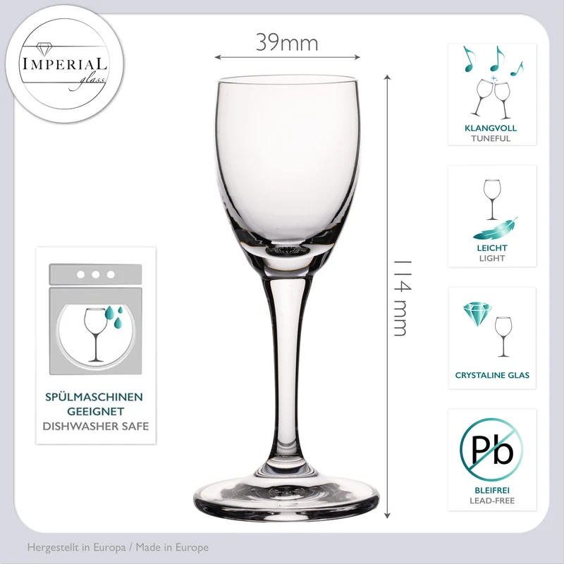 IMPERIAL glass Likörgläser 6er Set 35ml aus Crystalline Glas spülmaschinenfest