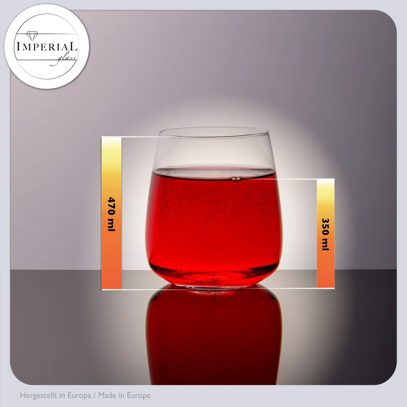 IMPERIAL glass eckige Trinkgläser Set 6 Stück aus Glas 470ml "Milano" spülmaschinenfest