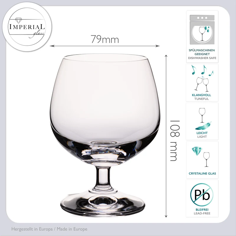 IMPERIAL glass Cognacgläser 2er Set 250ml aus Crystalline Glas spülmaschinengeeignet