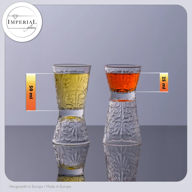 IMPERIAL glass Shotgläser 2er Set aus Crystalline Glas - umdrehbares Shotglas 30ml/60ml Spülmaschinenfest