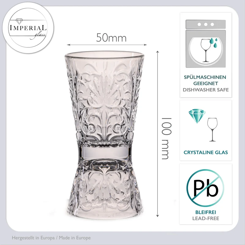 IMPERIAL glass Shotgläser 2er Set aus Crystalline Glas - umdrehbares Shotglas 30ml/60ml Spülmaschinenfest