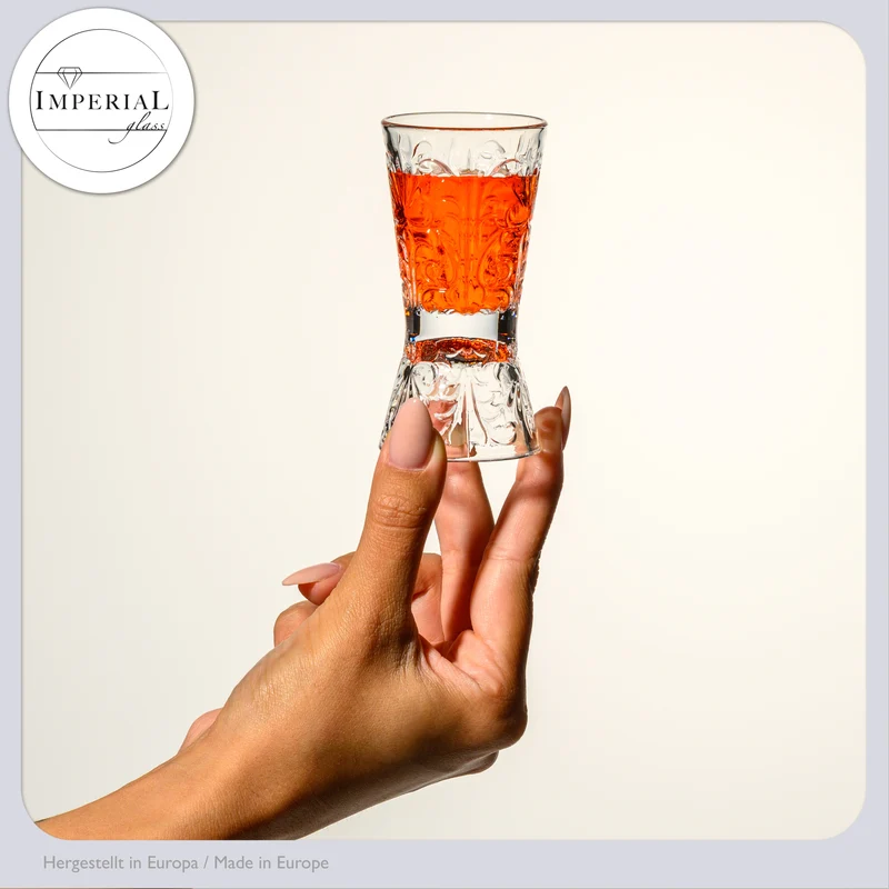 IMPERIAL glass Shotgläser 2er Set aus Crystalline Glas - umdrehbares Shotglas 30ml/60ml Spülmaschinenfest