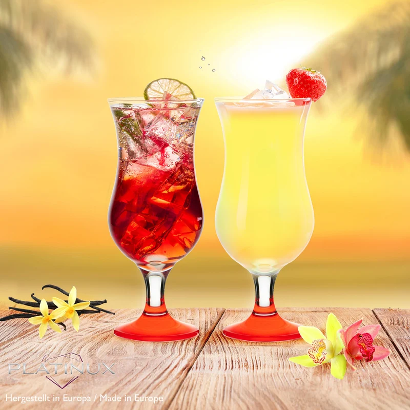 PLATINUX Cocktailgläser Set 6 Stück 400ml (max. 470ml) Longdrinkgläser Rot