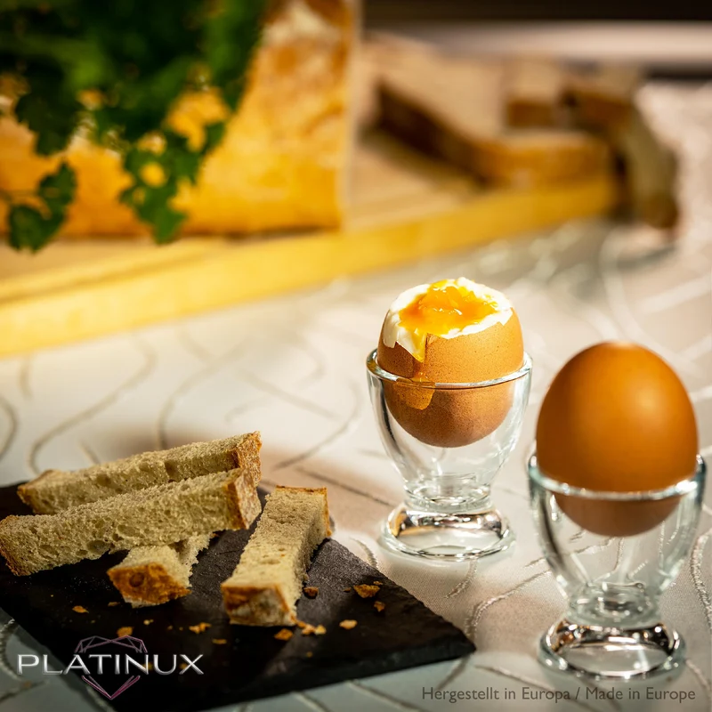 PLATINUX Eierbecher Set aus Glas 6 Teilig Eierständer Frühstück Egg-Cup