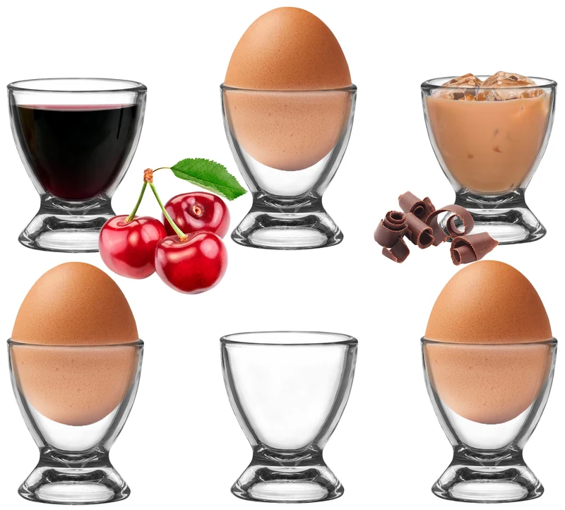 PLATINUX Eierbecher Set aus Glas 6 Teilig Eierständer Frühstück Egg-Cup
