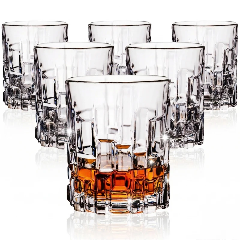 IMPERIAL glass Whiskeygläser 330ml 6er Set aus Crystalline Glas mit Reliefstruktur Spülmaschinenfest