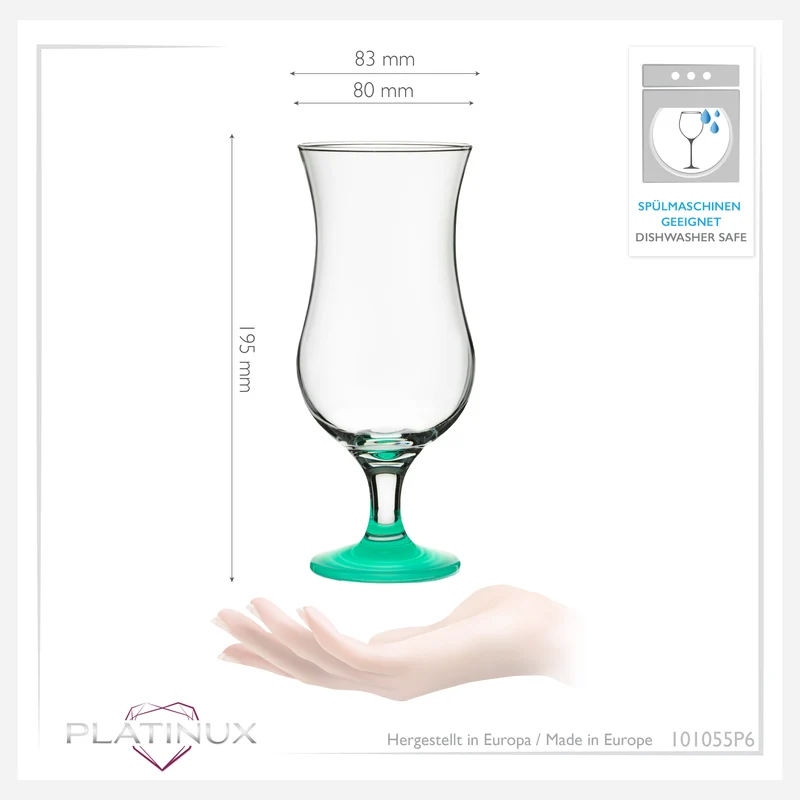 PLATINUX Cocktailgläser Set 6 Stück 400ml (max. 470ml) Blau