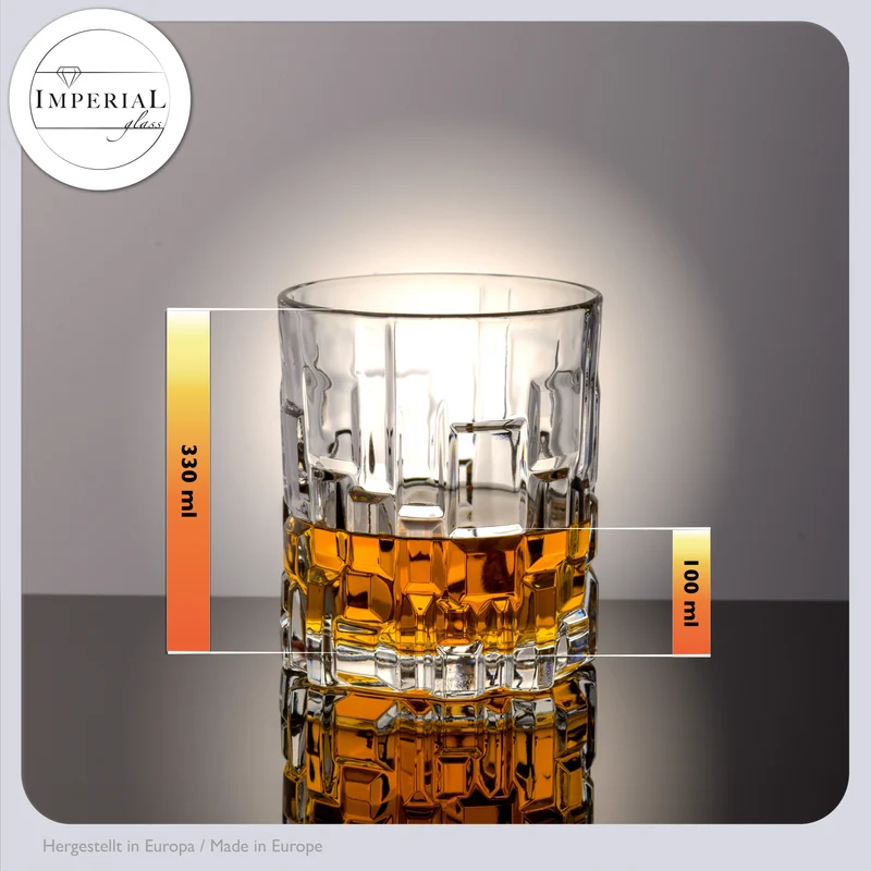 IMPERIAL glass Whiskeygläser 330ml 2er Set aus Crystalline Glas mit Reliefstruktur Spülmaschinenfest
