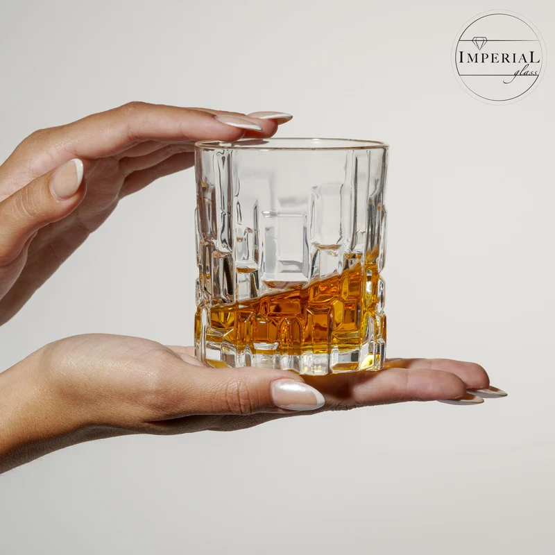 IMPERIAL glass Whiskeygläser 330ml 2er Set aus Crystalline Glas mit Reliefstruktur Spülmaschinenfest