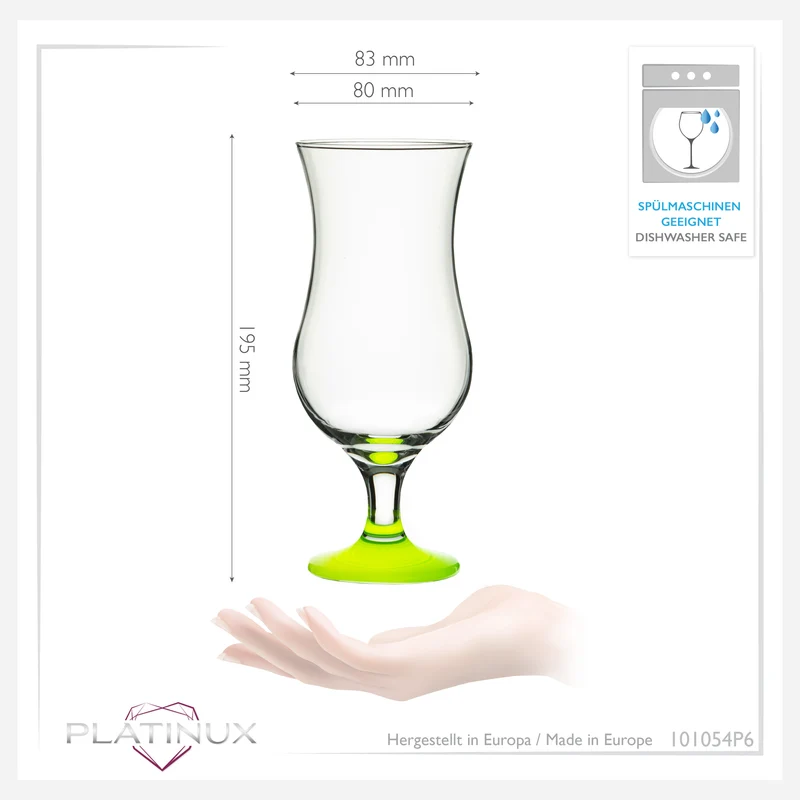 PLATINUX Cocktailgläser Set 6 Stück 400ml (max. 470ml) Grün