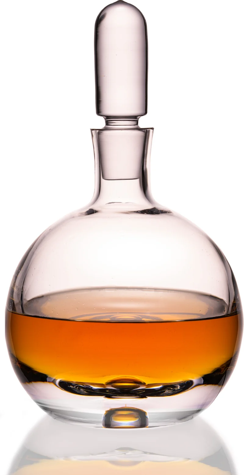 IMPERIAL Cognac Karaffe aus Crystalline Glas mit Glasstopfen und Luftblase im Boden 600ml Handarbeit