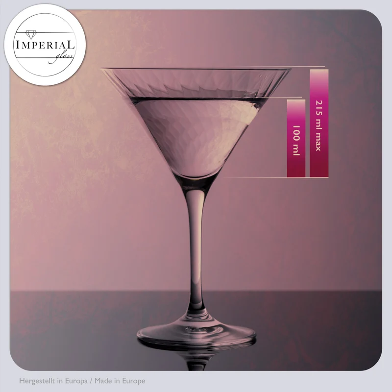 IMPERIAL geriffelte Martini Gläser Set 2 Stück 215ml aus Crystalline Glas "London" Spülmaschinenfest