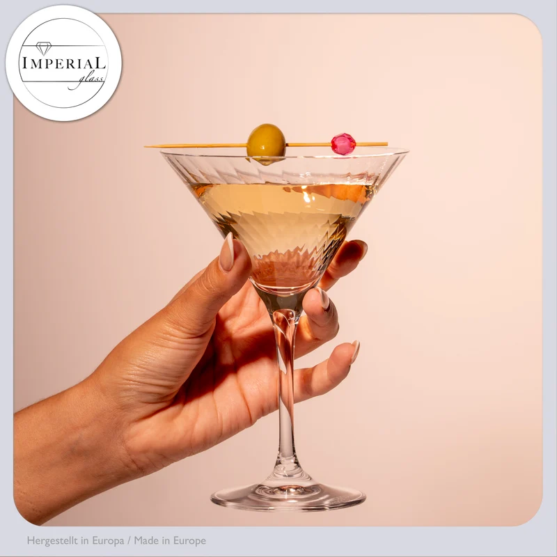 IMPERIAL geriffelte Martini Gläser Set 2 Stück 215ml aus Crystalline Glas "London" Spülmaschinenfest