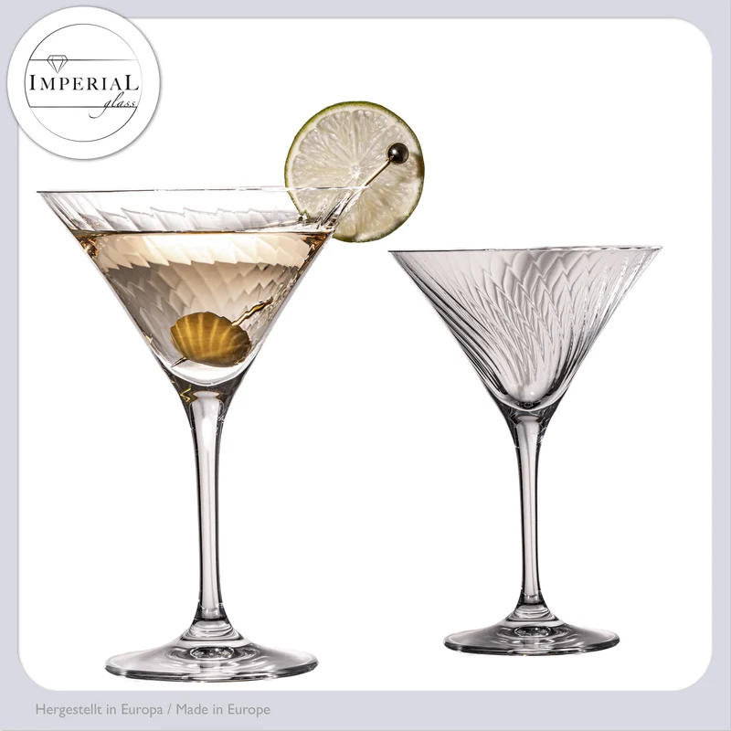 IMPERIAL geriffelte Martini Gläser Set 2 Stück 215ml aus Crystalline Glas "London" Spülmaschinenfest