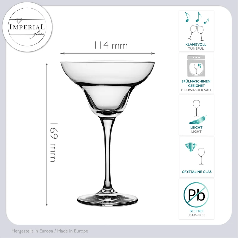 IMPERIAL glass Margaritagläser Set 2 Stück 290ml aus Crystalline Glas Spülmaschinenfest