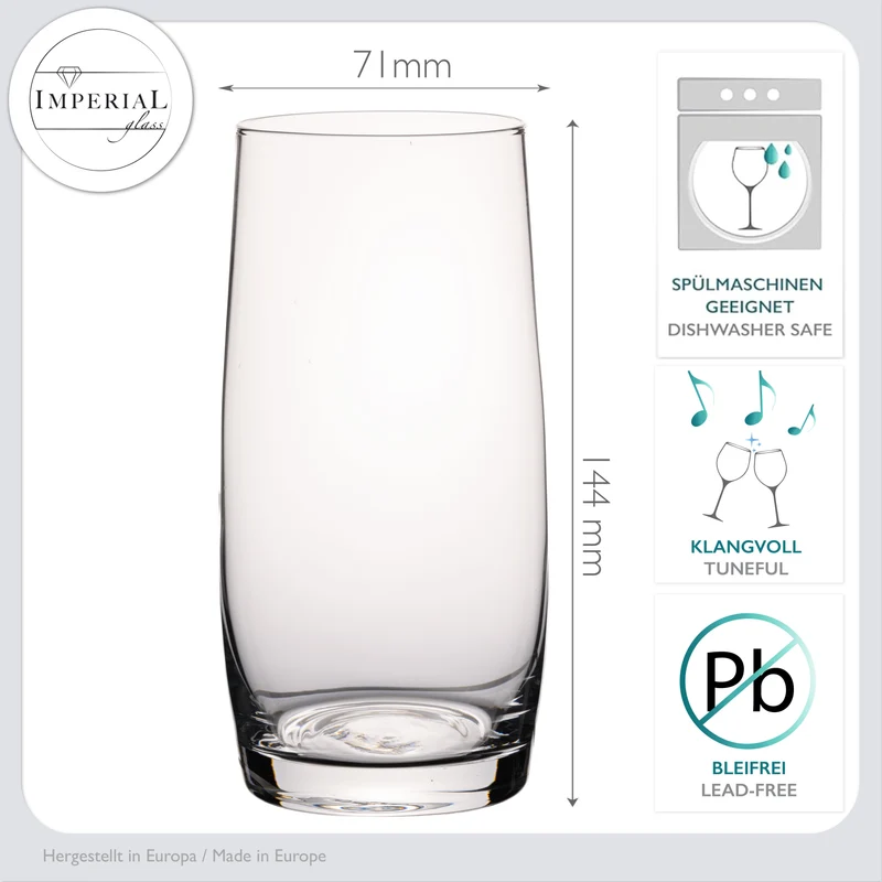 IMPERIAL glass Trinkgläser 440ml 6er Set aus Glas spülmaschinenfest