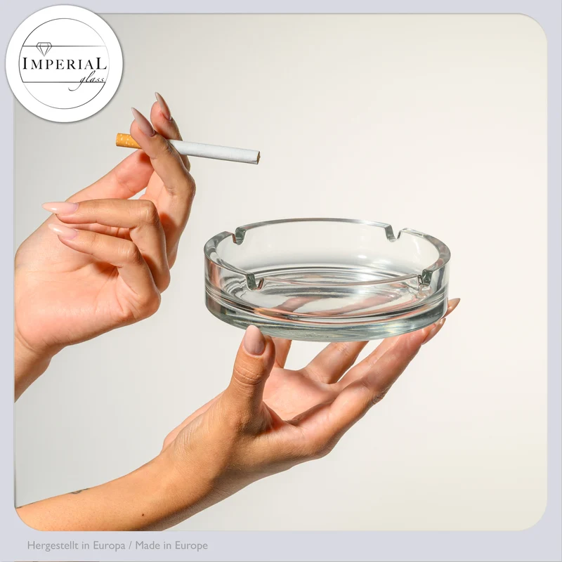 IMPERIAL glass Aschenbecher Glas 2 Stück 13,9cm aus Glas mit Ablegeflächen