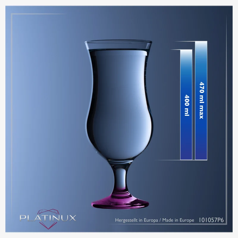 PLATINUX Cocktailgläser Set 6 Stück 400ml (max. 470ml) Pink