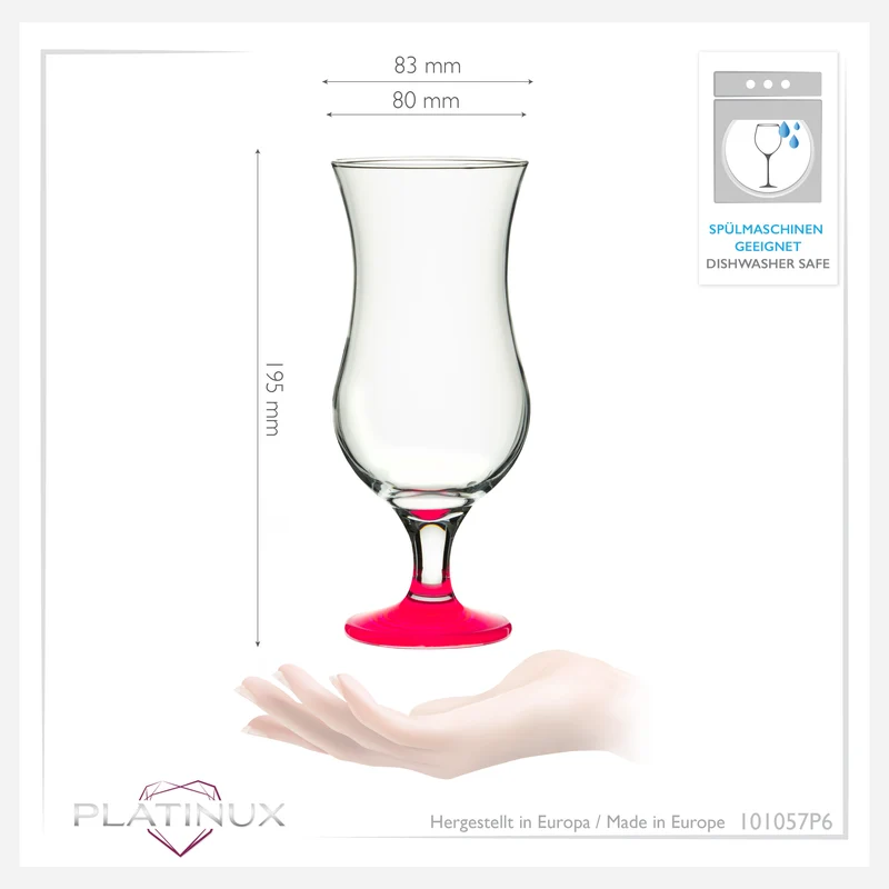PLATINUX Cocktailgläser Set 6 Stück 400ml (max. 470ml) Pink