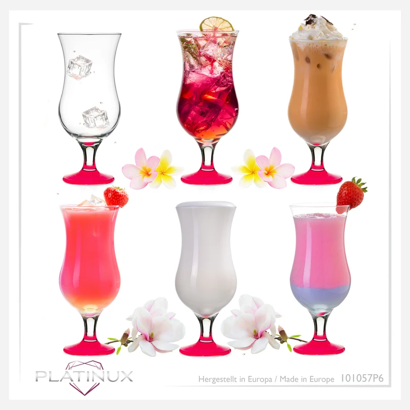 PLATINUX Cocktailgläser Set 6 Stück 400ml (max. 470ml) Pink