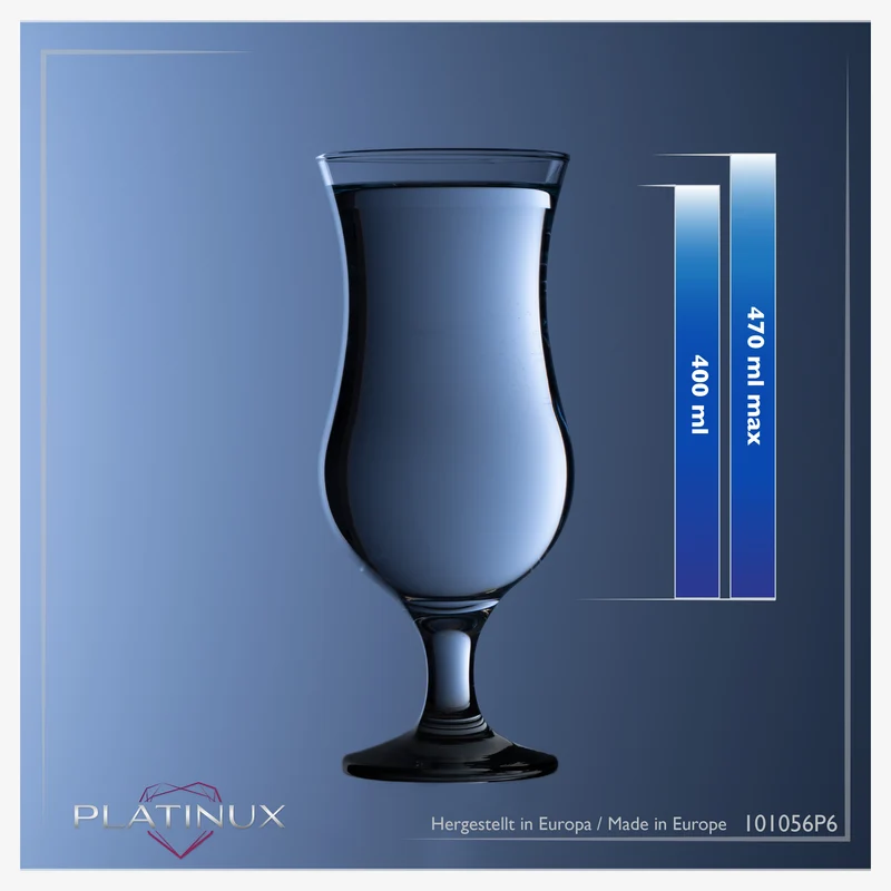 PLATINUX Cocktailgläser Set 6 Stück 400ml (max. 470ml) Schwarz