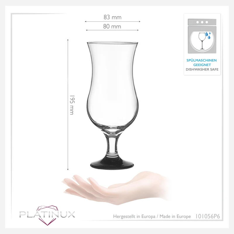 PLATINUX Cocktailgläser Set 6 Stück 400ml (max. 470ml) Schwarz