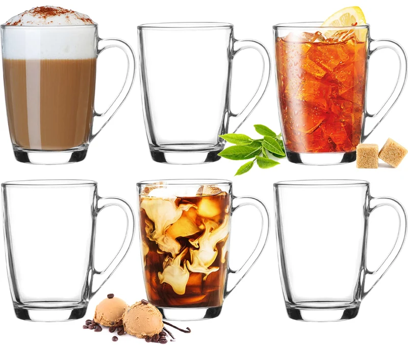 PLATINUX Kaffeegläser Teegläser mit Griff Set 6 Teilig Coffee 250ml (max. 320ml)