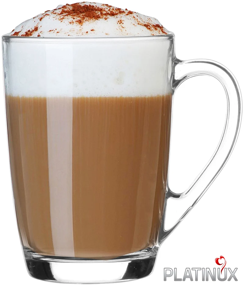 PLATINUX Kaffeegläser Teegläser mit Griff Set 6 Teilig Coffee 250ml (max. 320ml)