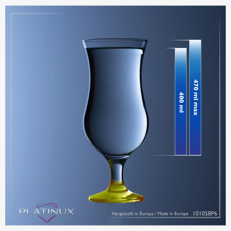 PLATINUX Cocktailgläser Set 6 Stück 400ml (max. 470ml) Gelb
