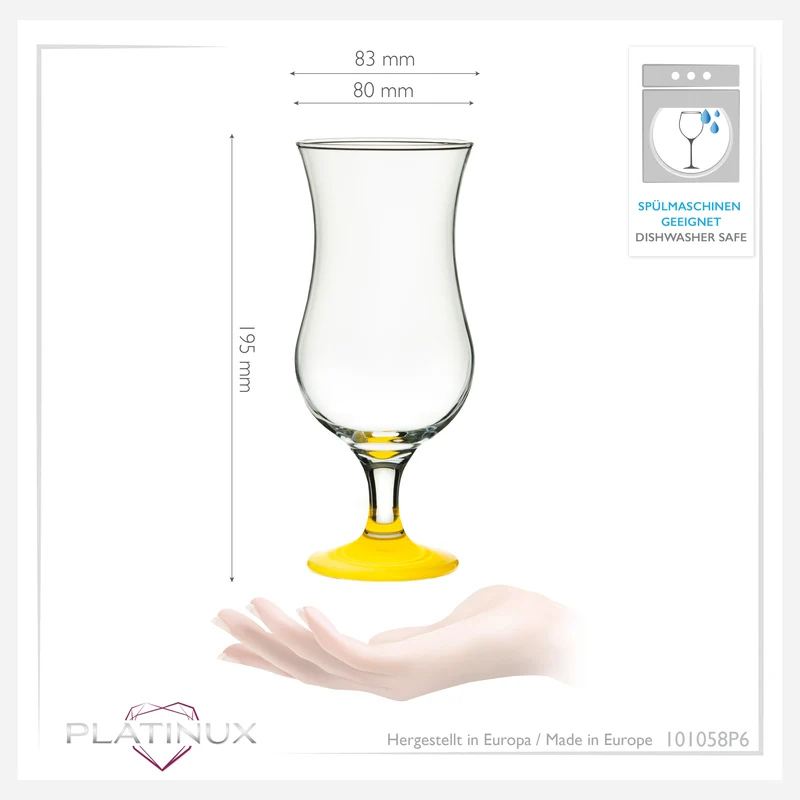 PLATINUX Cocktailgläser Set 6 Stück 400ml (max. 470ml) Gelb