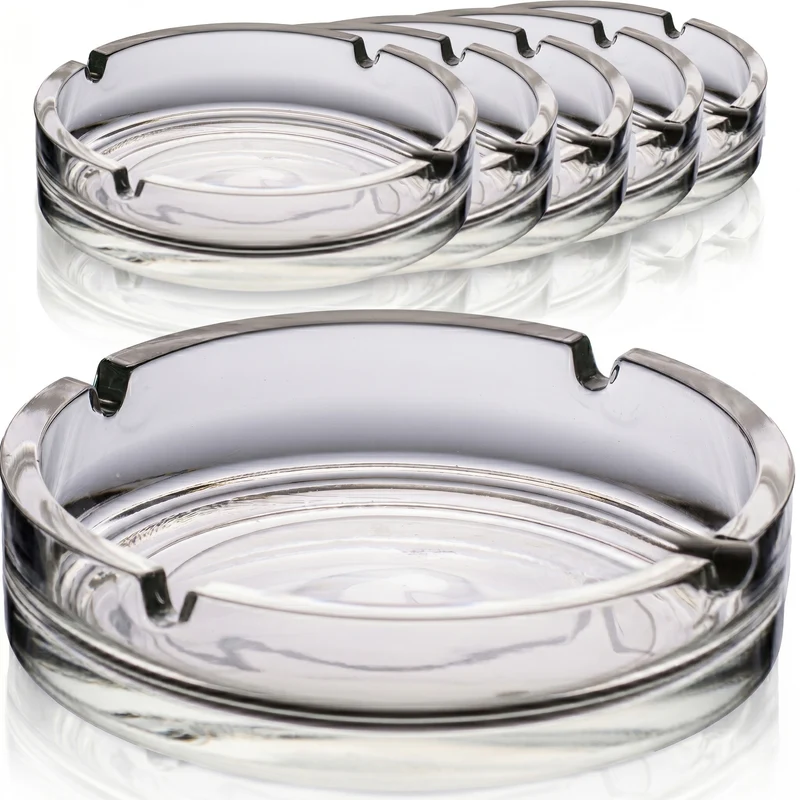 IMPERIAL glass Aschenbecher Glas 6 Stück 13,9cm mit 4 Ablagen aus Glas