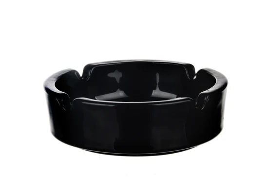 PLATINUX Aschenbecher aus Glas Set 6 teilig mit Zigarettenhalter schwarz