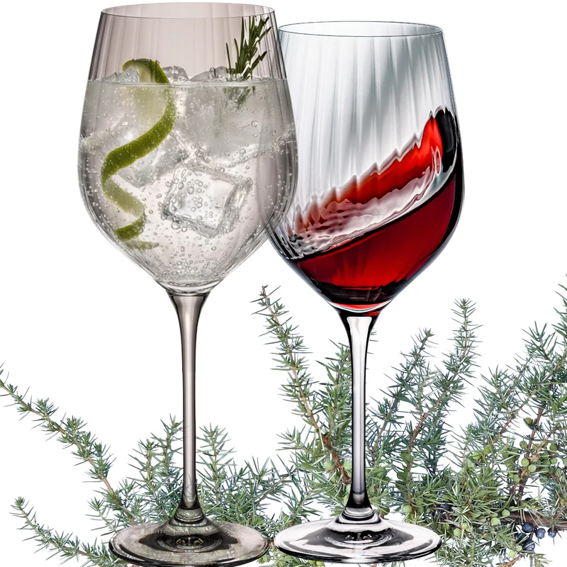 IMPERIAL glass geriffelte Gin Tonic Gläser Set 2x 450ml aus Crystalline Glas "London" Spülmaschinenfest