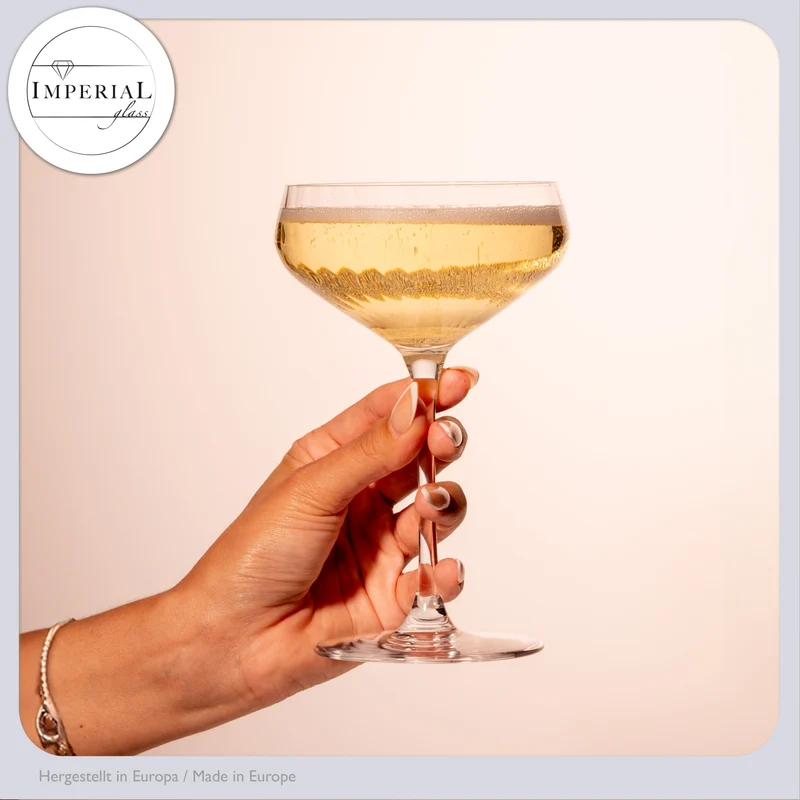 IMPERIAL geriffelte Cocktailschalen 2er Set aus Crystalline Glas 270ml "London" Spülmaschinenfest