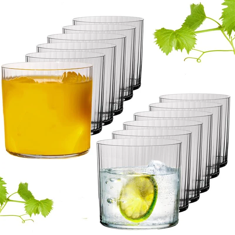 IMPERIAL geriffelte Trinkgläser 350ml 12er Set aus Crystalline Glas "London" Spülmaschinenfest