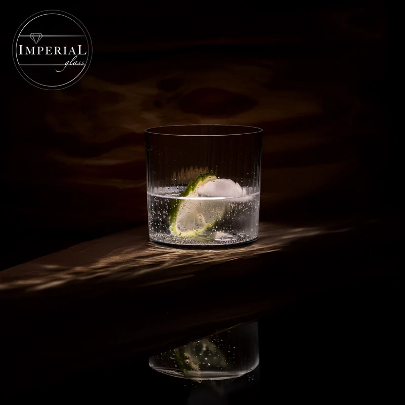 IMPERIAL geriffelte Trinkgläser 350ml 12er Set aus Crystalline Glas "London" Spülmaschinenfest