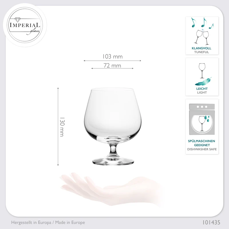 IMPERIAL Cognacgläser 480ml 2er Set Cognac Schwenker aus Crystalline Glas spülmaschinenfest