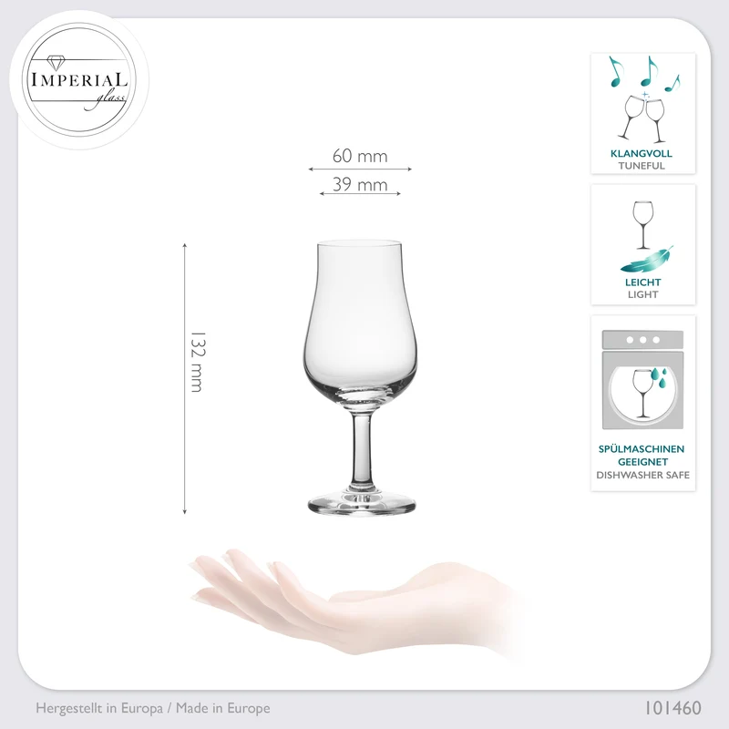 IMPERIAL Nosing Glas 4er Set - Tasting Glas für Whisky & Brandy 120ml Crystalline Glas Spülmaschinenfest