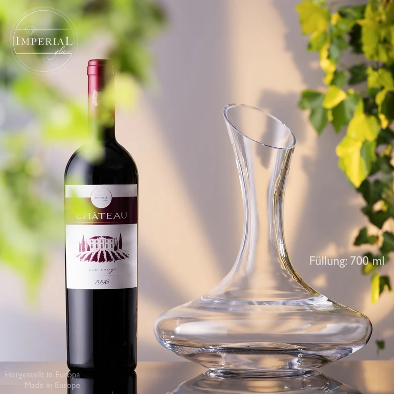 IMPERIAL glass Dekanter 2100ml Set 2-Teilig aus Crystalline Glas "Athen" Handgefertigt