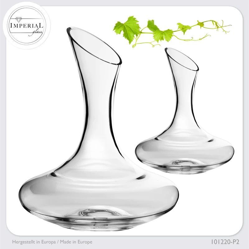 IMPERIAL glass Dekanter 2100ml Set 2-Teilig aus Crystalline Glas "Athen" Handgefertigt