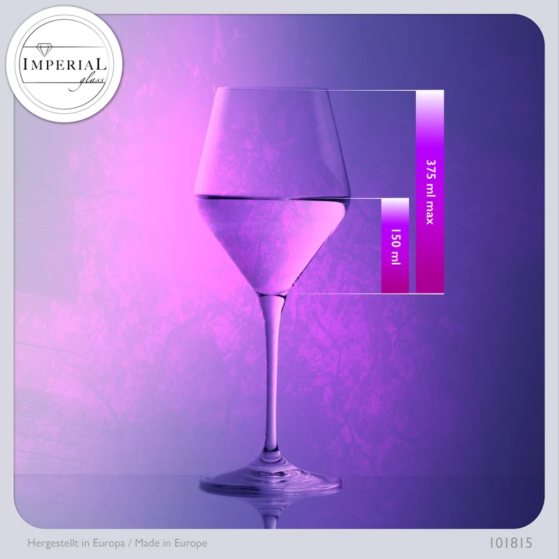 IMPERIAL glass Rotweingläser 375ml Serie "Rom" Set 6-Teilig aus Crystalline Glas