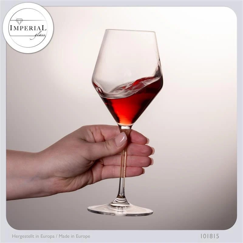 IMPERIAL glass Rotweingläser 375ml Serie "Rom" Set 6-Teilig aus Crystalline Glas