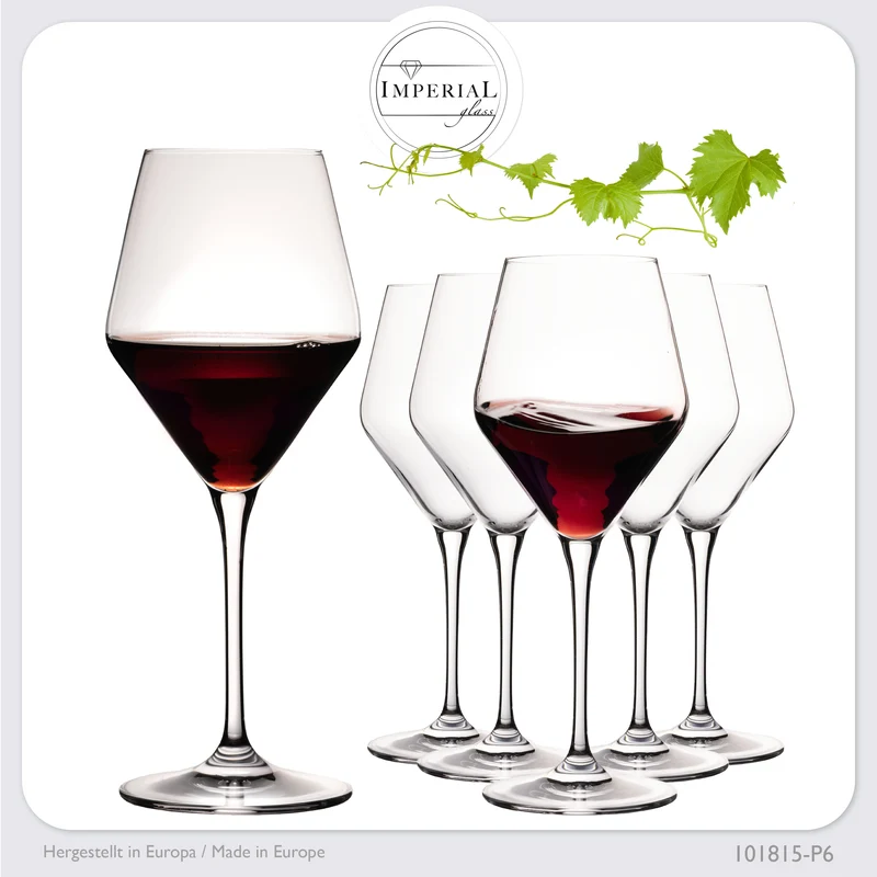IMPERIAL glass Rotweingläser 375ml Serie "Rom" Set 6-Teilig aus Crystalline Glas