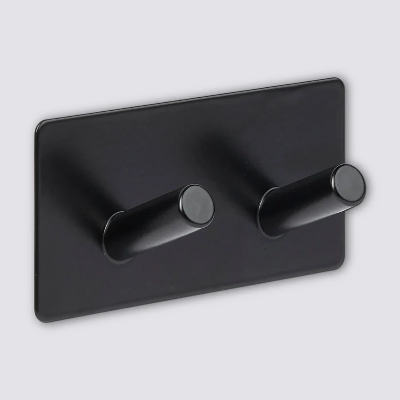 Zwart of Zilver dubbel handdoekhaakje zelfklevend Five® (kleurkeuze niet mogelijk)