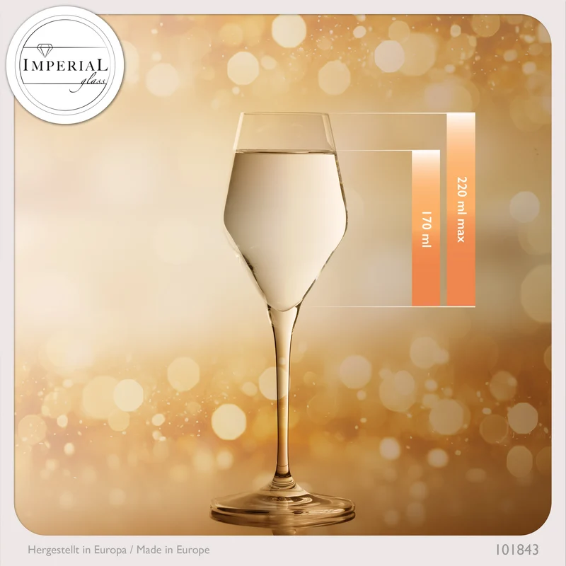 IMPERIAL glass Sektgläser 170ml Serie "Rom" Set 6-Teilig aus Crystalline Glas Spülmaschinenfest