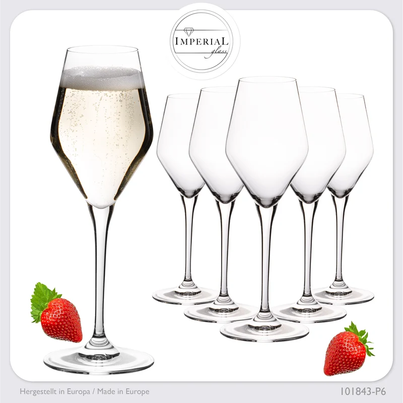 IMPERIAL glass Sektgläser 170ml Serie "Rom" Set 6-Teilig aus Crystalline Glas Spülmaschinenfest