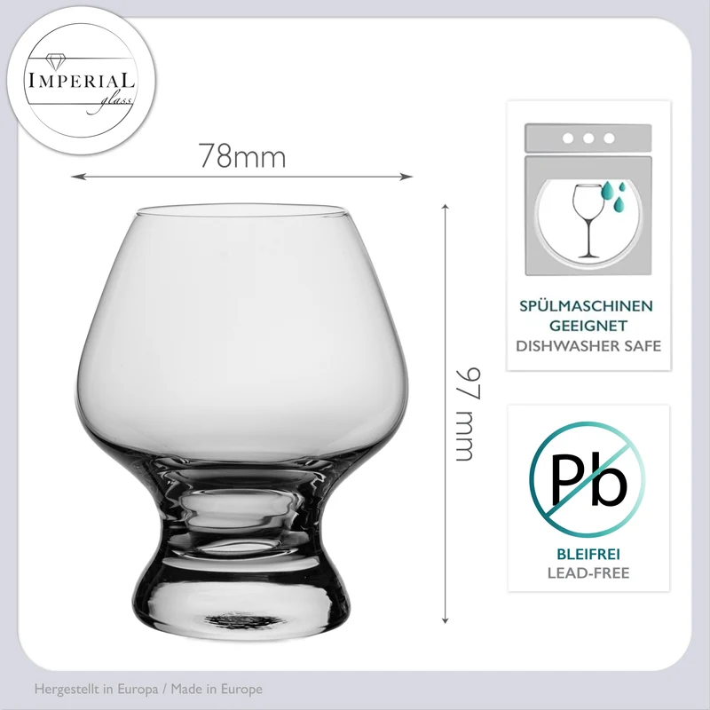 IMPERIAL glass 4er Set Tasting Glas 220ml Nosing Glas aus Glas spülmaschinenfest