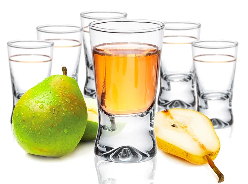 PLATINUX Shotgläser mit Gold Muster 6 Teilig Set Schnapsgläser 2,5cl Pinnchen aus Glas